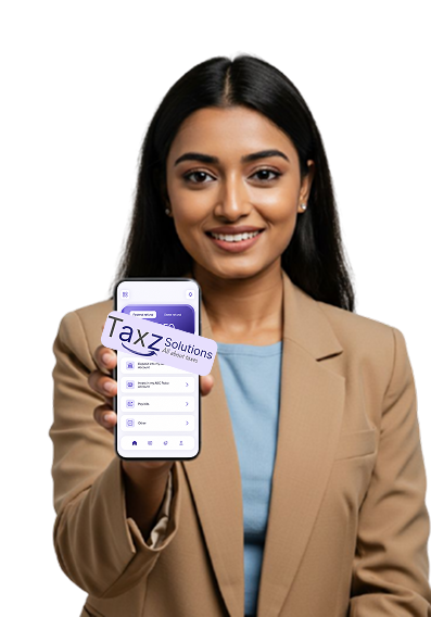 Taxz professional holding a card